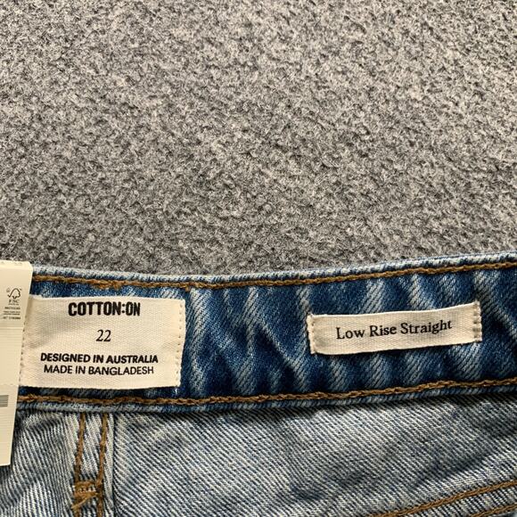 Cotton On:Jeans Womens 22 Storm Blue Rip Low Rise Straight Distressed Denim - Picture 6 of 14